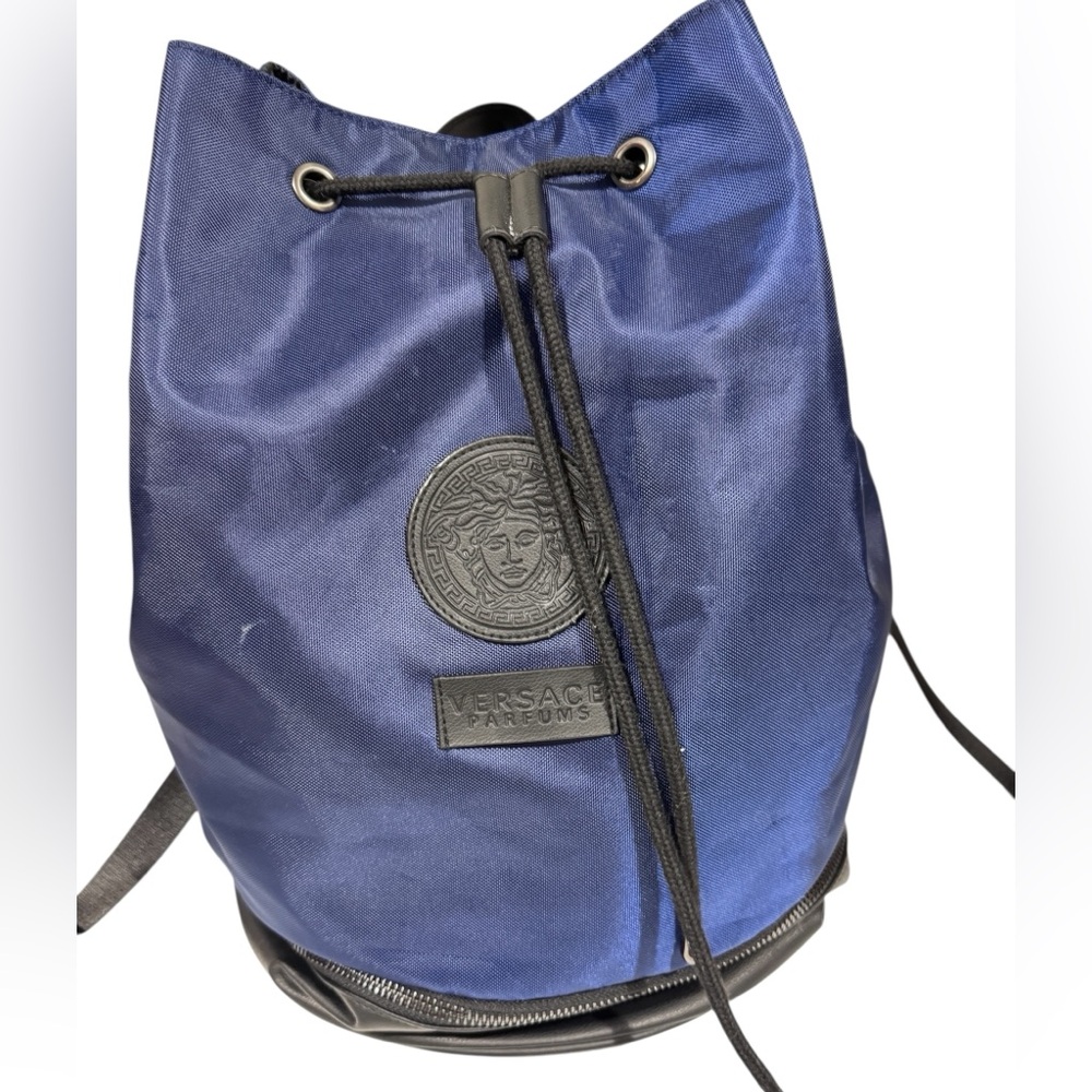 Versace Parfums Navy and Black Drawstring Men's Medusa Logoed
Backpack